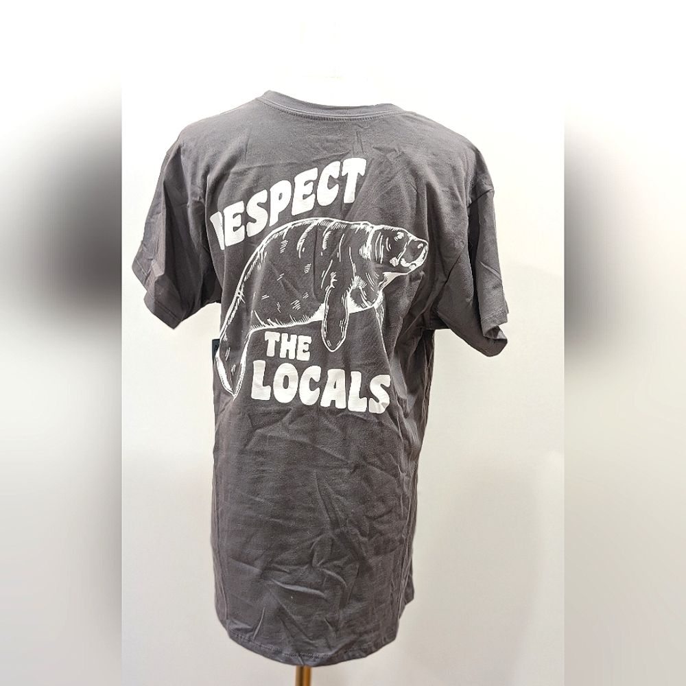 NWT Chubby Mermaids Respect The Locals Grey Manatee T-shirt